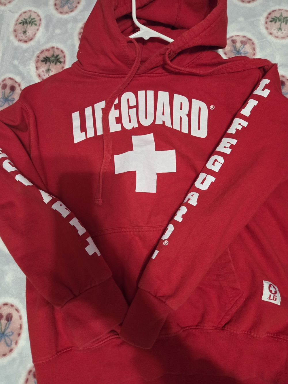 Lifeguard Red Crewneck Sweatshirt with Hood